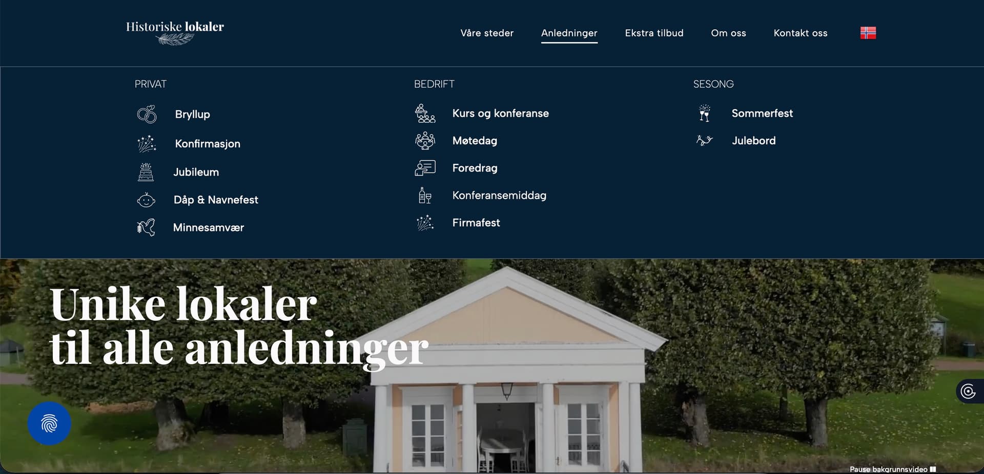 Historiske Lokaler nettside