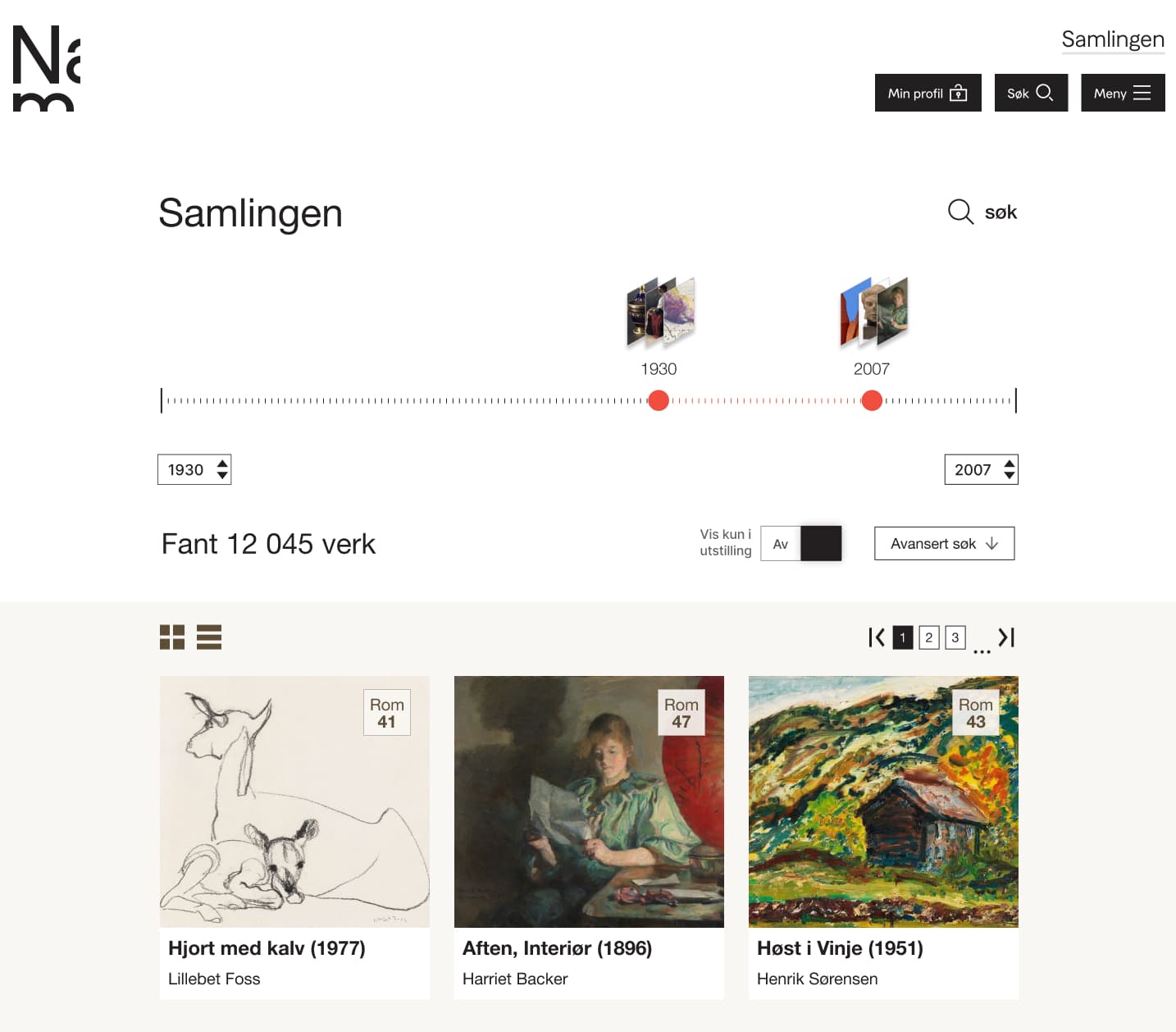 Skjult avansert søk i Samlingen