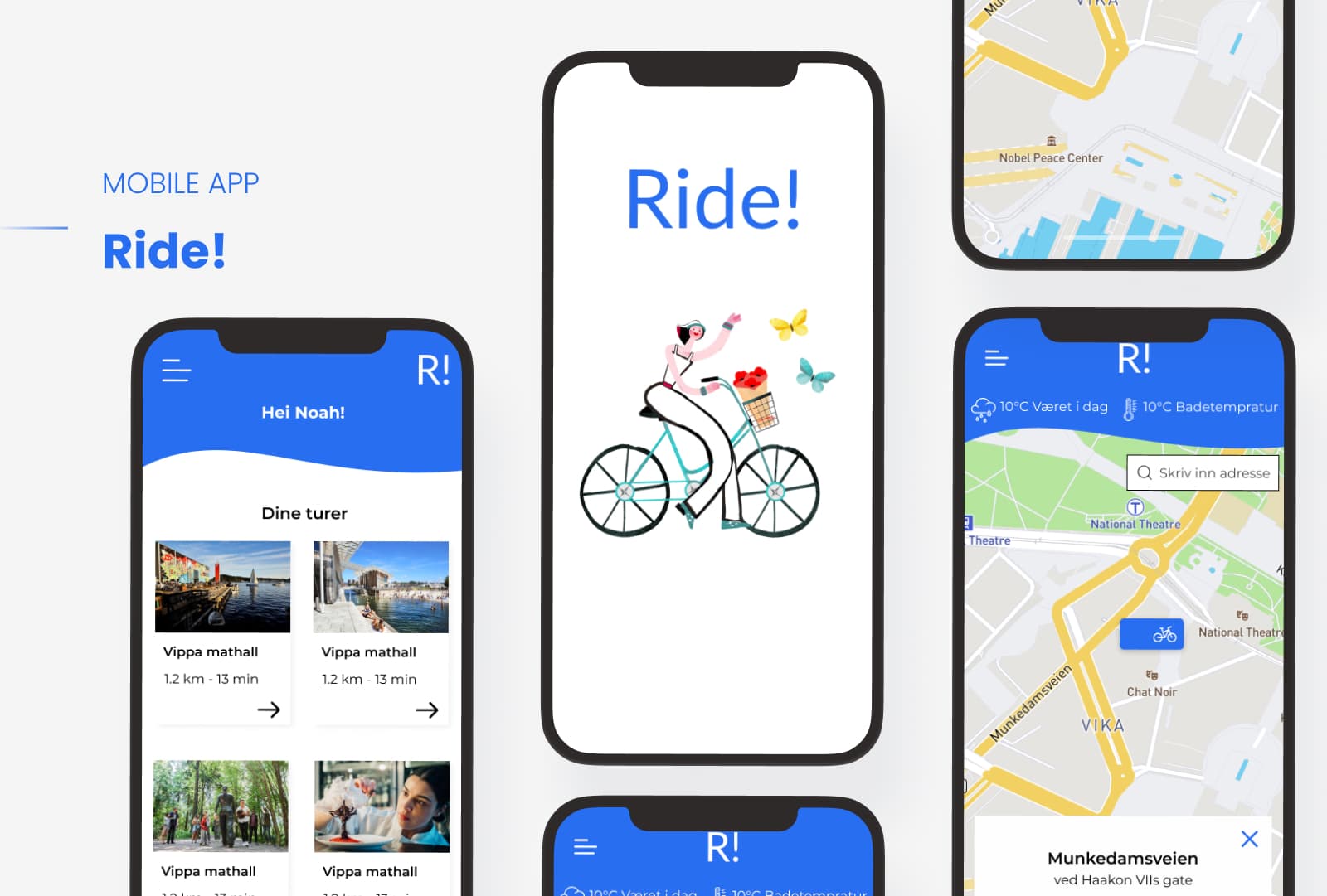 Flere Ride-skjermer med kommentarer
