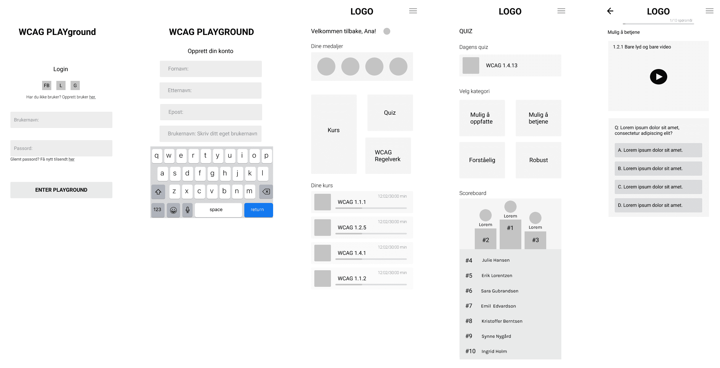 Tooly wireframes